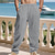 preiswerte Urlaub-Herren Leinenhosen Hose Strandhose Kordelzug Tasche Elastischer Bund Einfach Komfort Atmungsaktiv Täglich Strand Urlaub Hawaiianisch Boho Weiß Marineblau