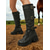 economico Stivali da cavallo-stivali da donna marroni alti fino al ginocchio – stivali da equitazione vintage in similpelle con lacci, cinturini con tripla fibbia e tacco basso e spesso, calzature in stile steampunk per l'autunno, la fattoria e le avventure all'aria aperta
