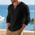 cheap Basic T shirts-Men's T Shirt Henley Shirt Tee Tee Top Long Sleeve Henley Spring Fall Plain Fashion Designer Basic Buttons Vacation Street Going out Black White Khaki Top Tee for Men