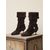 halpa Slouch Boots-Naisten mokkaiset ruskeat mokkanahkaiset, pohkeensuuhun asti ulottuvat saappaat, joissa on punottu remmi, taittokorko ja kissankorko, urbaanit ja rennosti muotoillut kengät jokapäiväiseen käyttöön