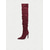 abordables Botas holgadas-Botas altas hasta la rodilla para mujer con diseño de pierna ancha, estilo convertible sobre la rodilla, botas de tacón de aguja con punta de gamuza para atuendos casuales de moda urbana.