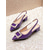 abordables escarpins à talon ouvert-Escarpins à bride arrière en cuir verni violet pour femmes - bout pointu, talons bas avec boucle en perles pour les soirées et les looks glamour en soirée