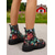 abordables Botas de combate-Botas de combate negras con estampado floral para mujer: cierre con cordones, cremallera lateral y suela gruesa con tacos. Calzado elegante para uso casual y festivalero.