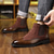 levne Boty Chelsea-Pánské chelsea boty s brogue vzorem - klasické business casual kotníkové boty do kanceláře i na každodenní nošení