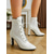 abordables Victoriano &amp; Eduardo-Botines rojos de tacón alto con cordones para mujer: botas estilo victoriano retro chic de piel sintética y encaje para looks de otoño, ropa de calle y eventos festivos.