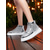 economico Sneakers da donna-sneakers alte da donna con glitter dorati, scarpe casual con lacci metallizzati lucidi per la vita notturna, le feste e la moda da discoteca