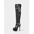 abordables Bottes motard-Bottes à plateforme en similicuir noir pour femme avec chaînes et boucles – bottes à talons aiguilles de style punk sexy pour les performances sur scène, les sorties nocturnes et la mode audacieuse au quotidien