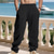preiswerte Urlaub-Herren Leinenhosen Hose Strandhose Kordelzug Tasche Elastischer Bund Einfach Komfort Atmungsaktiv Täglich Strand Urlaub Hawaiianisch Boho Weiß Marineblau