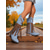 abordables Cowboy et bottes occidentales-Bottes hautes en similicuir marron pour femme, à franges, avec détails cloutés et talons bas, style cowboy bohème western