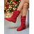 cheap Fashion Boots-Women's Red Faux Suede Slouch Mid-Calf Boots with Low Block Heel and Pull Tabs – Stylish Winter and Holiday Footwear for Casual Outfits and Christmas