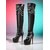 abordables Bottes motard-Bottes à plateforme en similicuir noir pour femme avec chaînes et boucles – bottes à talons aiguilles de style punk sexy pour les performances sur scène, les sorties nocturnes et la mode audacieuse au quotidien