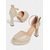abordables Zapatos de salón de plataforma-Tacones altos con plataforma y purpurina dorada para mujer, zapatos de fiesta con tiras gruesas en el tobillo para la vida nocturna y atuendos de club.