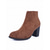abordables Bottines-Bottines en similicuir marron pour femme avec fermeture éclair latérale – bottines courtes décontractées à talon carré pour le travail, le shopping et les tenues de tous les jours