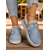 cheap Snow &amp; Winter Boots-Women's Denim Fleece Lined Snow Booties – Warm Casual Slip-On Winter Shoes with Velcro Strap for Travel and Outdoor Walks