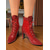abordables Victoriano &amp; Eduardo-Botines rojos de tacón alto con cordones para mujer: botas estilo victoriano retro chic de piel sintética y encaje para looks de otoño, ropa de calle y eventos festivos.