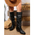 preiswerte Slouch-Stiefel-dunkelbraune kniehohe Damen-Slouch-Stiefel aus Kunstleder – stylische Stiefel mit niedrigem Absatz für Herbst- und Winter-Outfits