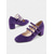 abordables Zapatos Mary Jane-Zapatos Mary Jane de ante morado con triple tira para mujer: zapatos urbanos de estilo retro chic para salidas informales, trabajo y desplazamientos diarios.