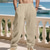 preiswerte Urlaub-Herren Leinenhosen Hose Strandhose Kordelzug Tasche Elastischer Bund Einfach Komfort Atmungsaktiv Täglich Strand Urlaub Hawaiianisch Boho Weiß Marineblau