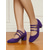 abordables Zapatos Mary Jane-Zapatos Mary Jane de ante morado con triple tira para mujer: zapatos urbanos de estilo retro chic para salidas informales, trabajo y desplazamientos diarios.