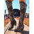 abordables Cowboy y botas occidentales-Botas vaqueras marrones por encima de la rodilla para mujer: botas vaqueras bordadas de piel sintética con punta puntiaguda y tacón de bloque para un estilo urbano, atuendos casuales de otoño e