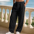 preiswerte Urlaub-Herren Leinenhosen Hose Strandhose Kordelzug Tasche Elastischer Bund Einfach Komfort Atmungsaktiv Täglich Strand Urlaub Hawaiianisch Boho Weiß Marineblau