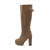 abordables Botas con plataforma-Botas de plataforma hasta la rodilla de gamuza para mujer con cremallera ancha ajustable en la pantorrilla, botas de moda con tacón de bloque para ropa urbana