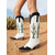 tanie Kowboj i zachodnie buty-damskie kowbojskie buty w stylu western z haftem kaktusów, szpiczastym noskiem i grubym obcasem na rodeo i festiwale westernowe