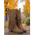 abordables Cowboy et bottes occidentales-Bottes hautes en similicuir marron pour femme, à franges, avec détails cloutés et talons bas, style cowboy bohème western