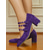 abordables Zapatos Mary Jane-Zapatos Mary Jane de ante morado con triple tira para mujer: zapatos urbanos de estilo retro chic para salidas informales, trabajo y desplazamientos diarios.