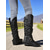 cheap Slouch Boots-Women's Black Faux Leather Knee-High Slouch Boots – Side Zip and Buckle Strap Detail, Riding &amp; Fall Fashion