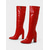 abordables Botas de moda-Botas de piel sintética hasta la rodilla verdes para mujer: botas de tacón cuadrado con punta puntiaguda para otoño e invierno, estilo urbano, salidas diarias y moda festiva.