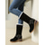 abordables Bottes de neige et d'hiver-Bottines en similicuir pour femme avec revers et boucle en peau lainée – bottines d'hiver décontractées à talons épais pour l'extérieur, les voyages et les tenues douillettes