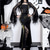 baratos Vestidos-Góticas Maxi Vestidos Blusa Shrug Sino Bruxa Mortícia Addams Renda Veludo Floral Fantasia Mulheres Fantasia Dia Das Bruxas Carnaval Espetáculo Festa Adulto Blusa Vestido