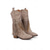abordables Cowboy et bottes occidentales-Bottes hautes en similicuir marron pour femme, à franges, avec détails cloutés et talons bas, style cowboy bohème western
