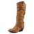 tanie Buty typu slouch-Damskie Botki Luźne buty Na zewnątrz Codzienny Jednokolorowe Obuwie do kolana Klamra Masywny obcas Okrągły palec u nogi Zabytkowe Codzienny Sztuczna skóra Czarny Brązowy Khaki