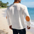 baratos Camiseta de malha waffle-Homens Camiseta Camisetas Camiseta de malha waffle T-shirt Manga Longa Decote V Primavera Outono Bloco de cor Moda Designer Básico Cordões Férias Rua Para Noite Adamascado Preto Branco Top Tee para