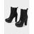 cheap Chelsea Boots-Women's Black Platform High Heel Ankle Boots - Faux Leather Chunky Heel Chelsea Booties with Round Toe, Slip-On Design for Fall Winter Fashion, Parties and Night Out Outfits