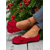 baratos Sapatilhas de mulher-sapatilhas vermelhas femininas com laço grande – sapatos sociais elegantes de bico quadrado para festas, natal e looks do dia a dia