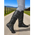 cheap Slouch Boots-Women's Black Faux Leather Knee-High Slouch Boots – Side Zip and Buckle Strap Detail, Riding &amp; Fall Fashion