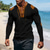 baratos Camiseta de malha waffle-Homens Camiseta Camisetas Camiseta de malha waffle T-shirt Manga Longa Decote V Primavera Outono Bloco de cor Moda Designer Básico Cordões Férias Rua Para Noite Adamascado Preto Branco Top Tee para