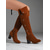 economico Stivali alla moda-stivali sopra il ginocchio da donna in pelle scamosciata bordeaux con tacco a blocco e bottoni decorativi - versatili per l'autunno &amp;calzature invernali alla moda per look streetwear e serali alla