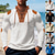 baratos Camiseta de malha waffle-Homens Camiseta Camisetas Camiseta de malha waffle T-shirt Manga Longa Decote V Primavera Outono Bloco de cor Moda Designer Básico Cordões Férias Rua Para Noite Adamascado Preto Branco Top Tee para