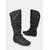cheap Slouch Boots-Women's Black Faux Leather Knee-High Slouch Boots – Side Zip and Buckle Strap Detail, Riding &amp; Fall Fashion