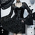 baratos Vestidos-Góticas Mini Vestidos Sino Bruxa Renda Veludo Corpete Floral Fantasia Mulheres Fantasia Dia Das Bruxas Carnaval Espetáculo Festa Adulto Vestido