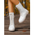 abordables Botas de combate-Botas de combate blancas con cordones y cremallera lateral para mujer, calzado de moda urbana con estilo.