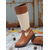 abordables Bottes de cheval-Bottes d'équitation en similicuir marron pour femme avec boucle et toile – bottes hautes bicolores décontractées pour le travail, les voyages et les activités de plein air