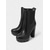 cheap Chelsea Boots-Women's Black Platform High Heel Ankle Boots - Faux Leather Chunky Heel Chelsea Booties with Round Toe, Slip-On Design for Fall Winter Fashion, Parties and Night Out Outfits