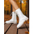 abordables Botas de combate-Botas de combate blancas con cordones y cremallera lateral para mujer, calzado de moda urbana con estilo.