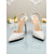 baratos noiva-Sapatos de noiva com pérolas – elegantes sapatos de casamento brancos com tira no calcanhar – sapatos de salto alto agulha de bico fino