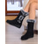 abordables Botas de nieve e invierno-Botas de invierno negras de ante sintético para mujer, de media caña, con forro de piel afelpada, antideslizantes, con tacón de cuña, para exteriores, cálidas para trekking y viajes.